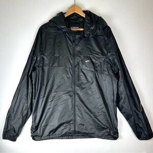 Brooks Hooded Running Jacket Shelter Technology Activewear Sporty Black XL